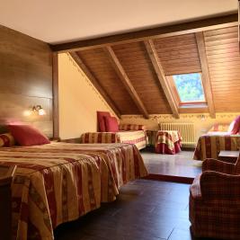 Bedroom attic king size bed Hotel Aran la Abuela Vielha